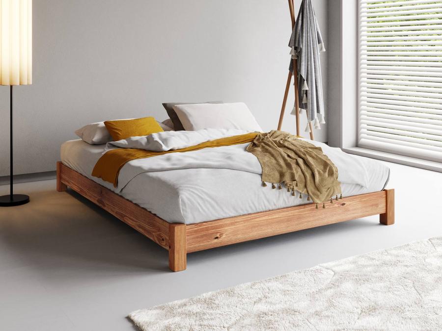 Low platform wooden bed frame discount